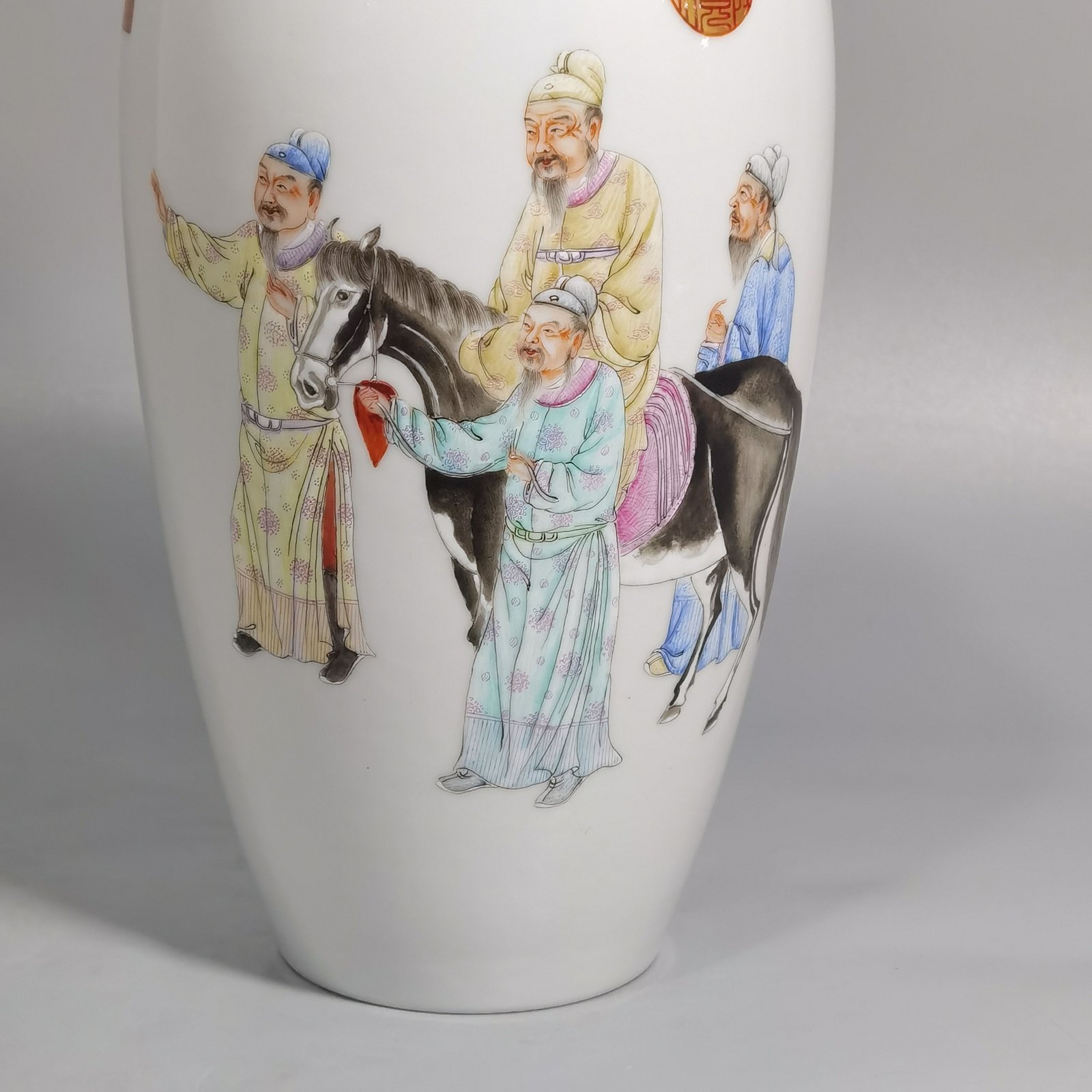 Qing Dynasty Qianlong pair of pastel plum vases