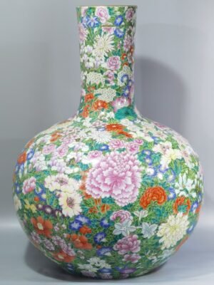 Qing Dynasty Qianlong pastel colored celestial vase