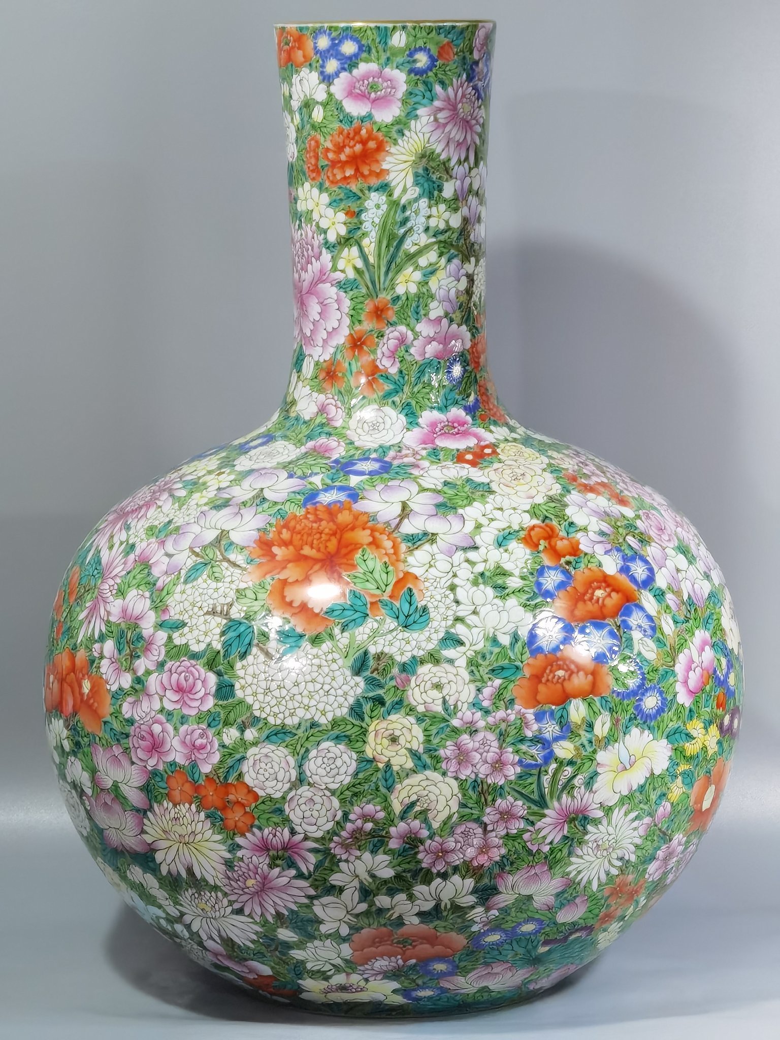 Qing Dynasty Qianlong pastel colored celestial vase