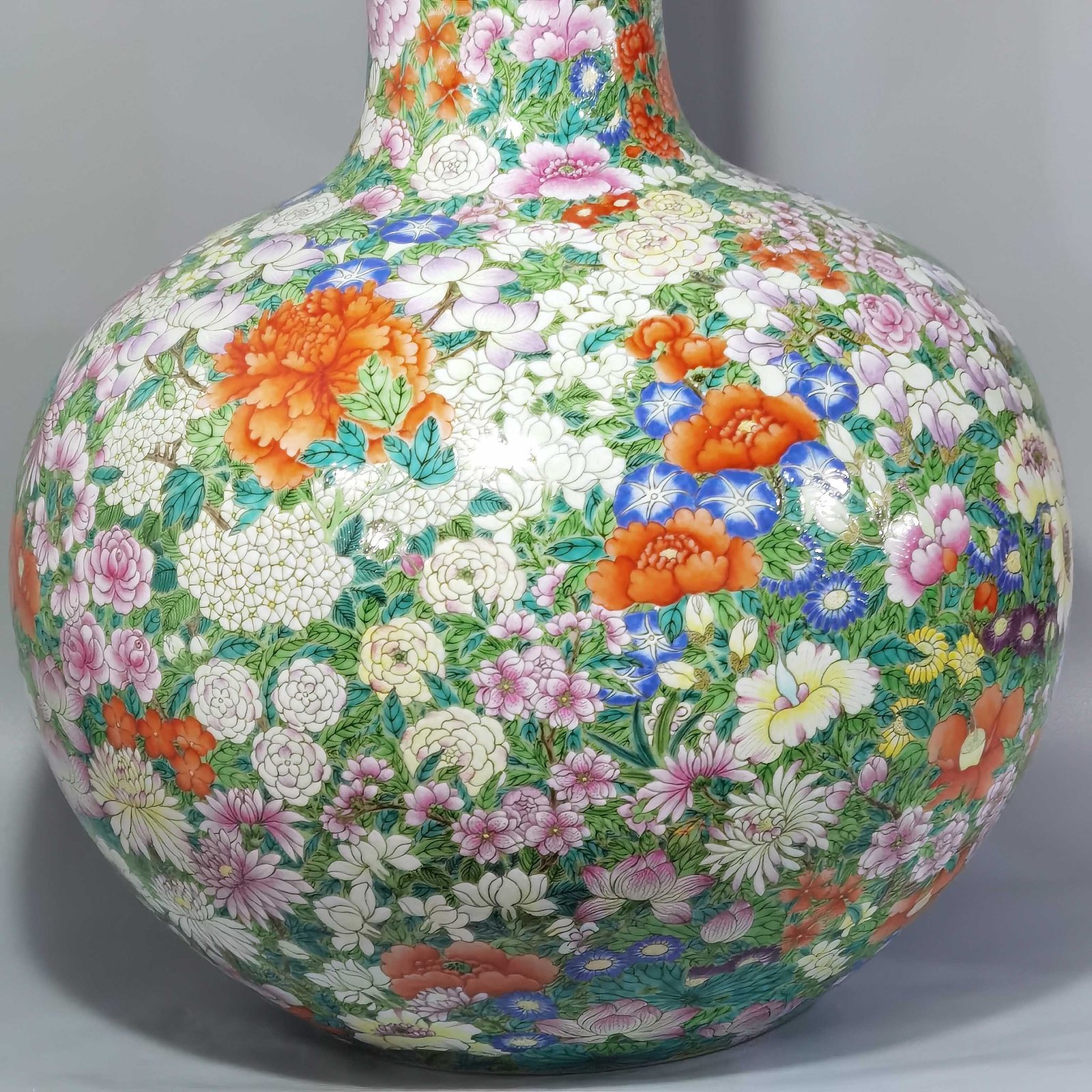 Qing Dynasty Qianlong pastel colored celestial vase