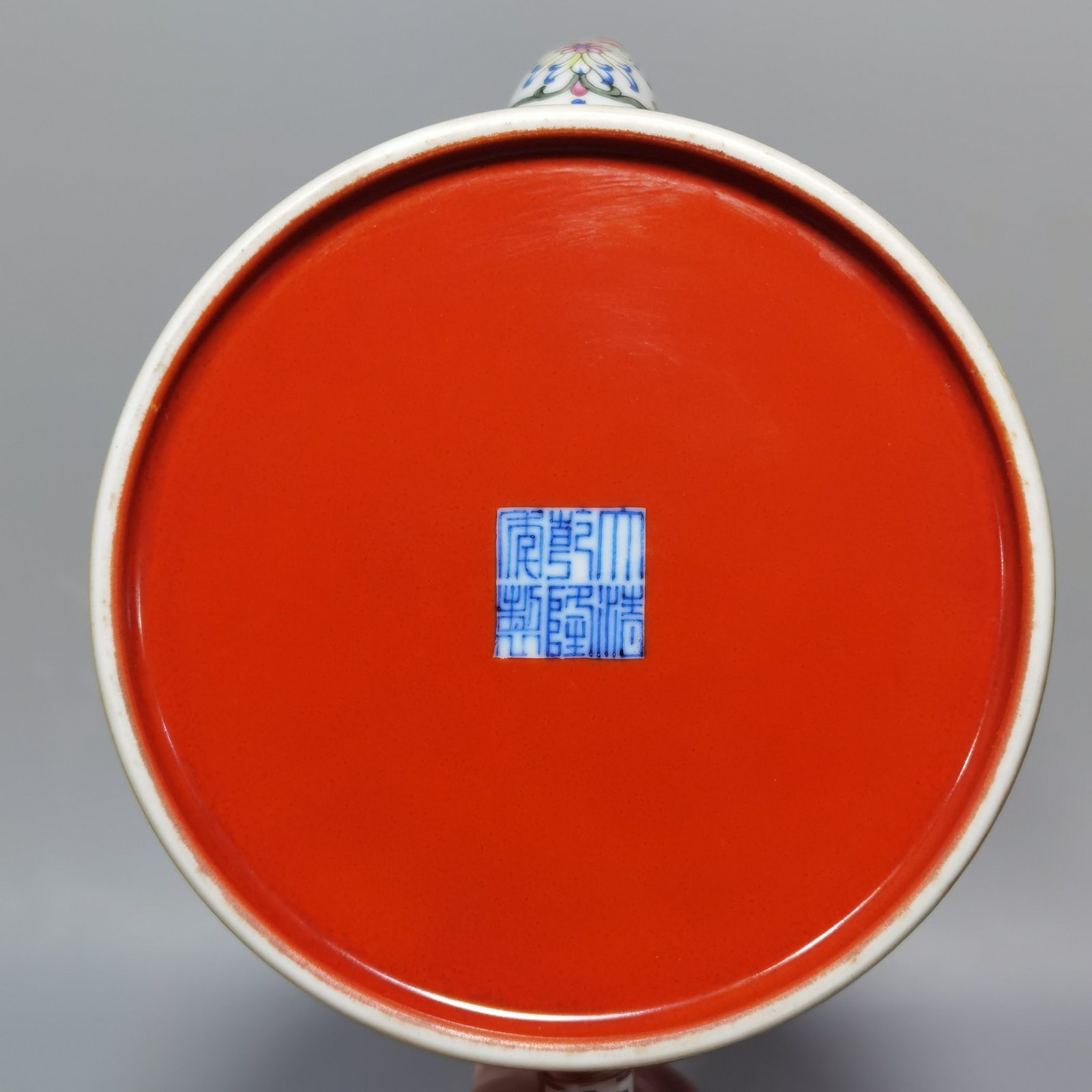 Qing Dynasty Qianlong pastel lum and red poems teapot