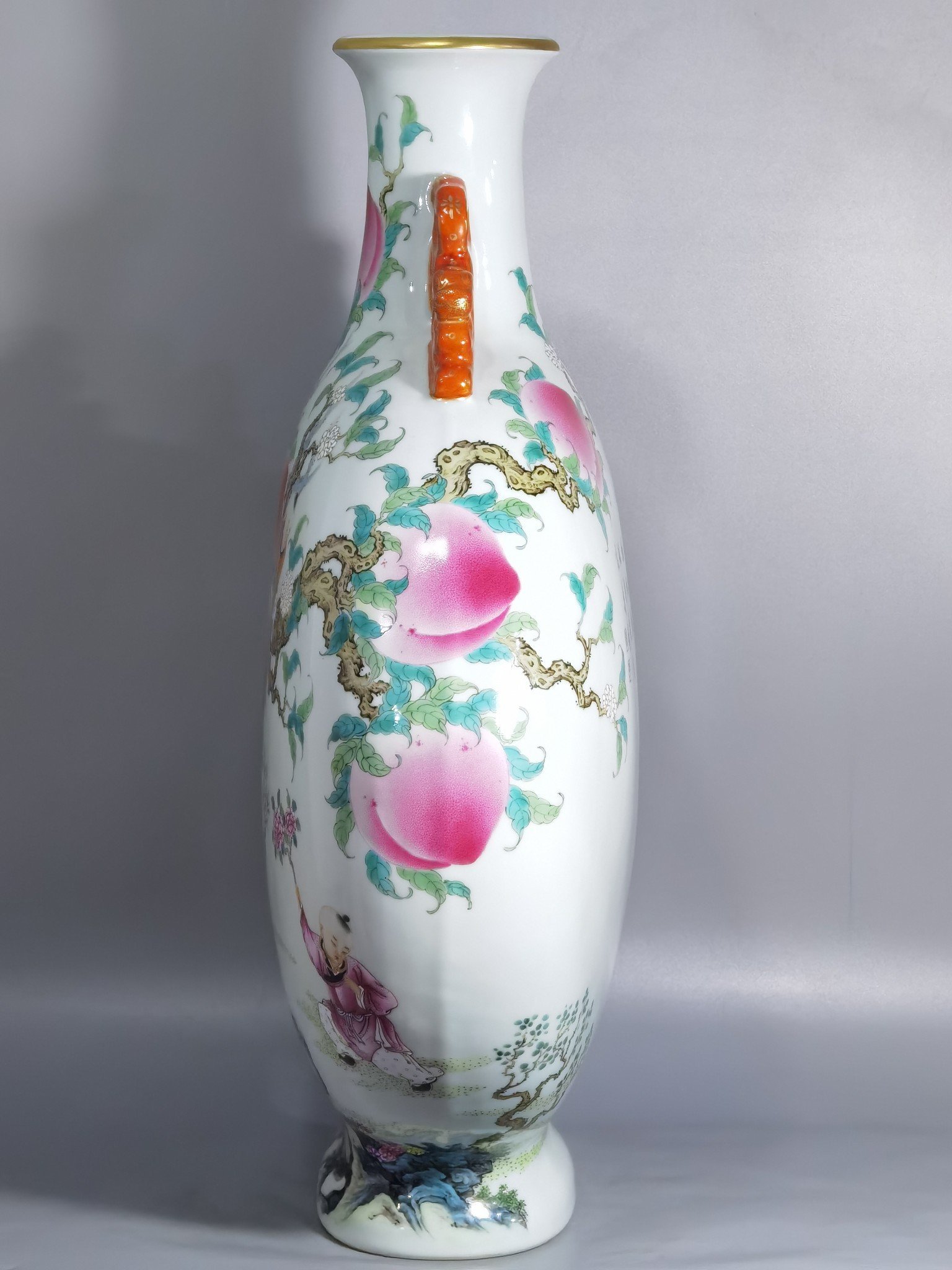 Qing Dynasty Qianlong pastel-painted flat vase