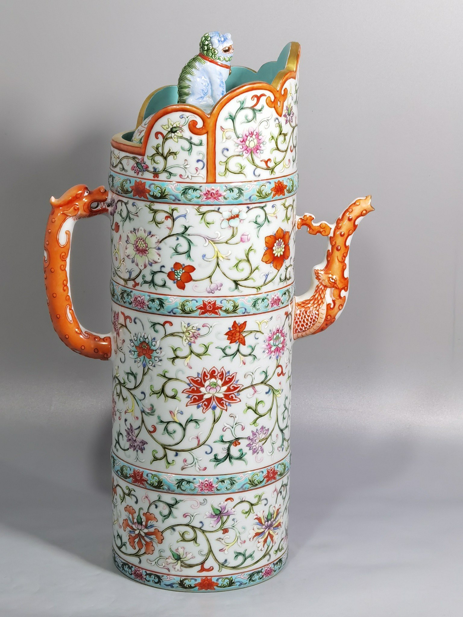 Qing Dynasty Qianlong pastel-colored multi-mu teapot