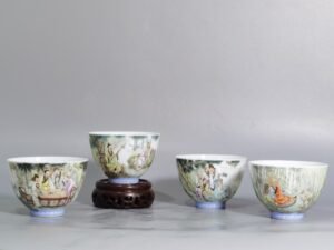 Qing Dynasty Qianlong set of pastel elegant collection cups