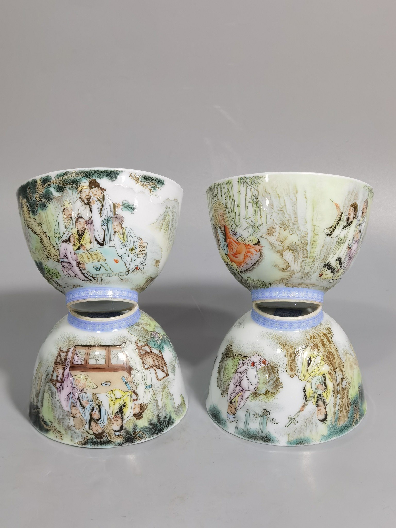 Qing Dynasty Qianlong set of pastel elegant collection cups