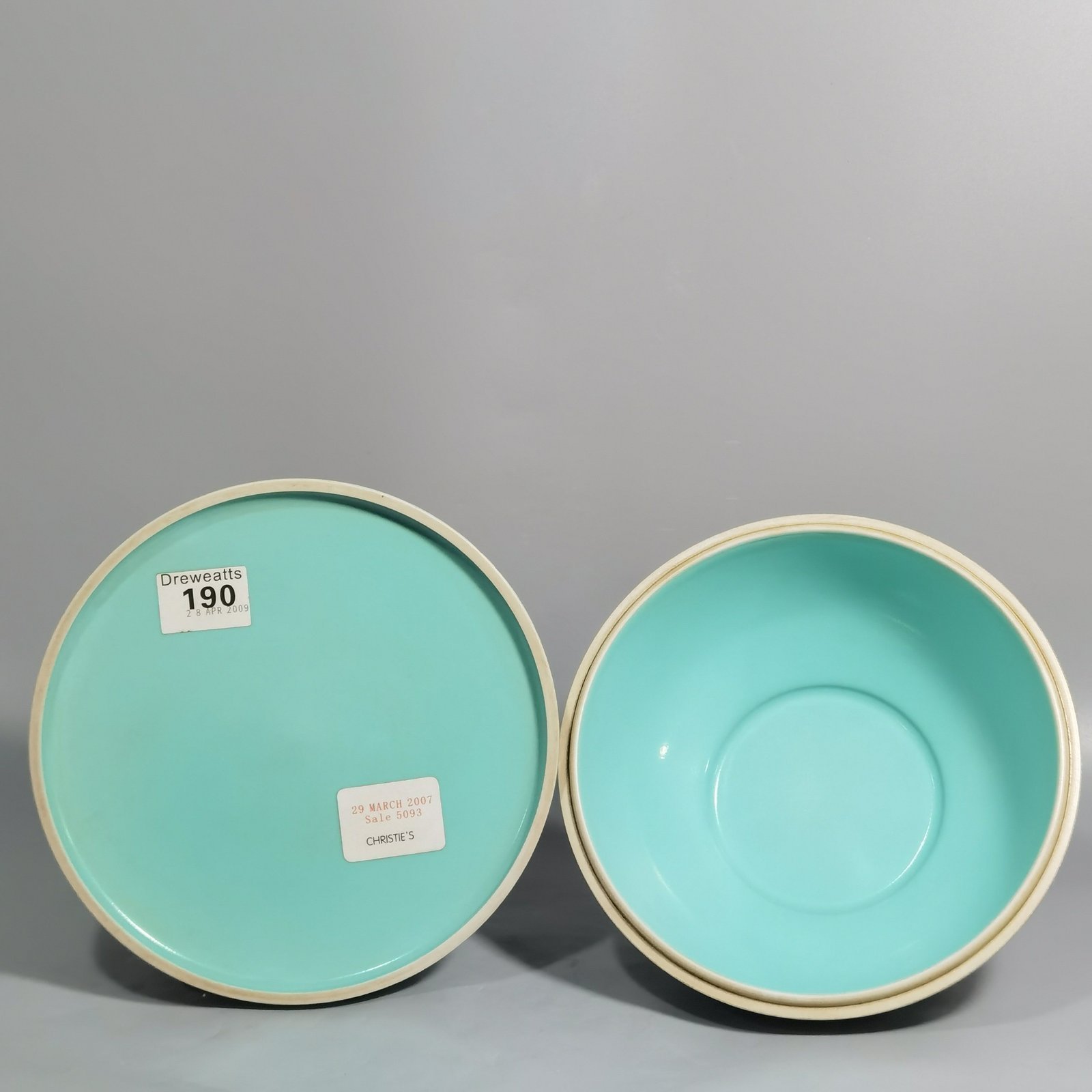 Qing Dynasty Qianlong green and pastel color double-ear capped bottle