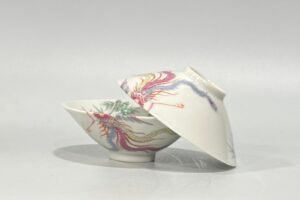 Qing Dynasty Qianlong Enamel Phoenix bamboo leaf pattern bamboo hat cup
