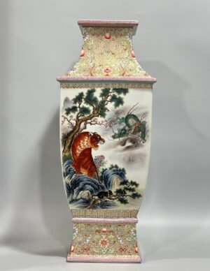 Qing Dynasty Qianlong enamel square vase