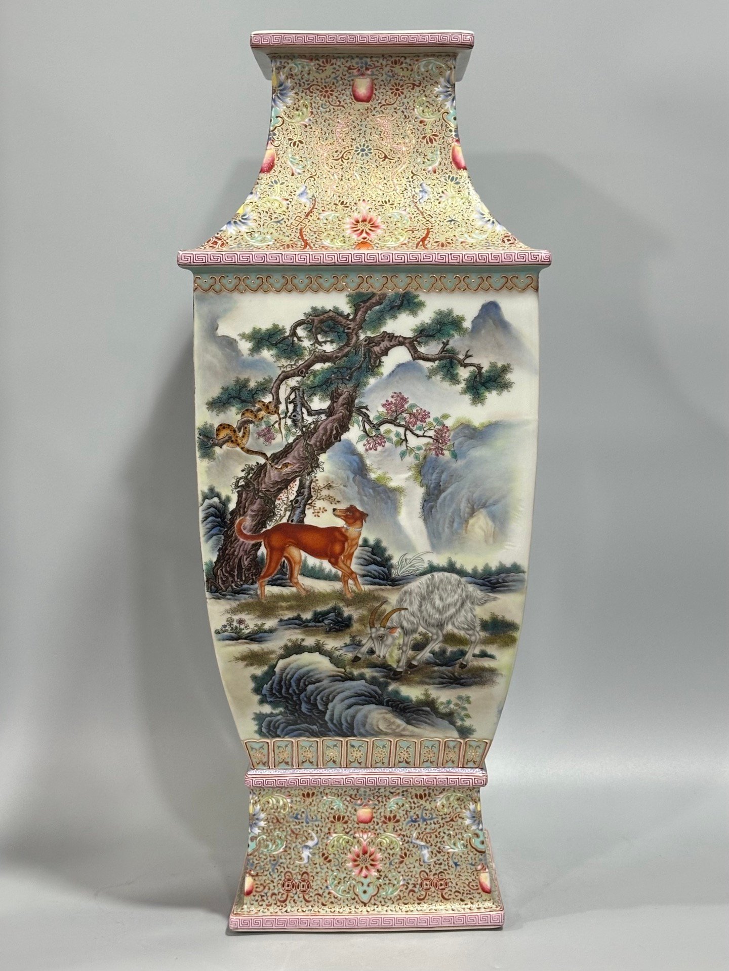 Qing Dynasty Qianlong enamel square vase
