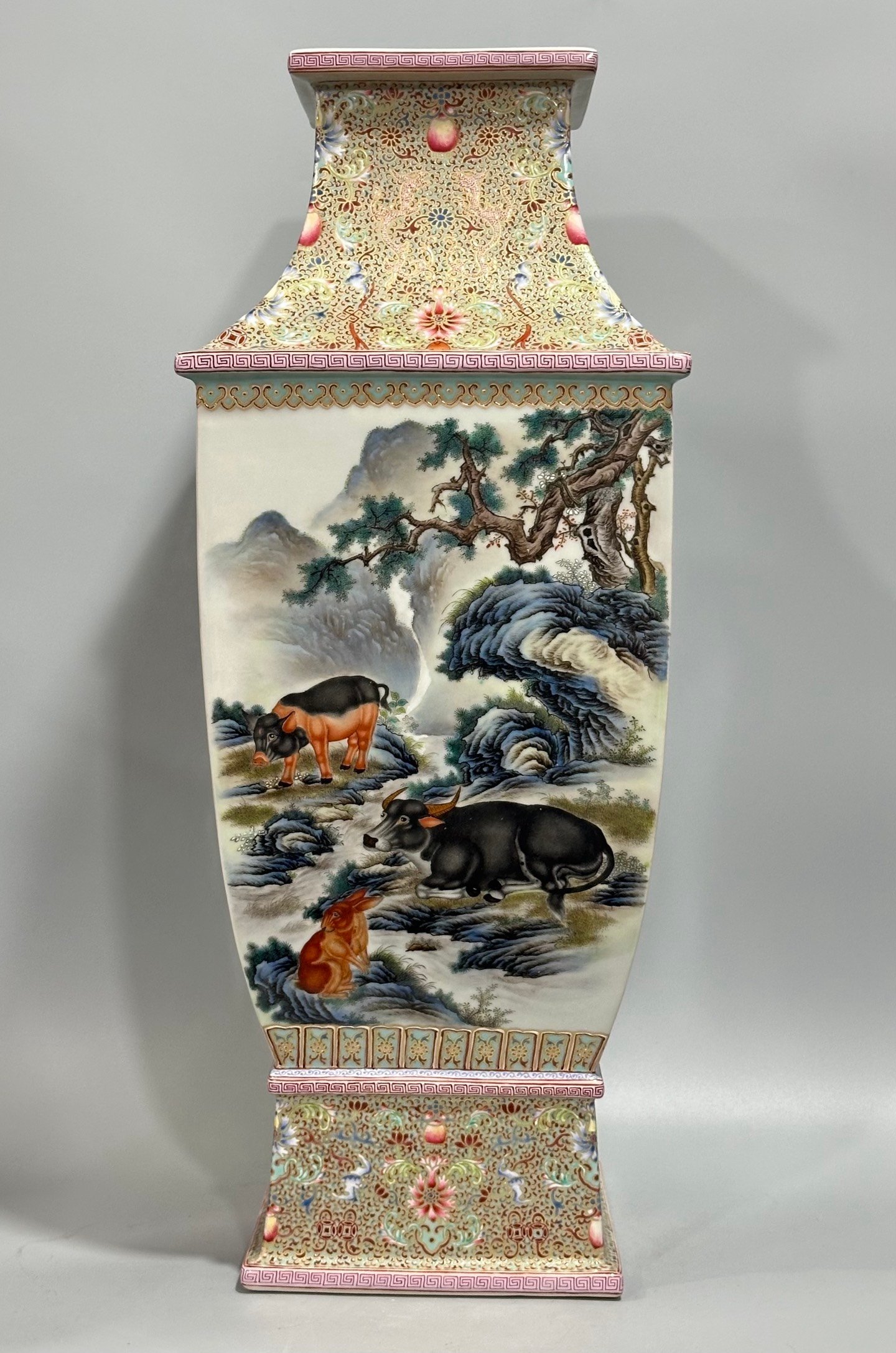 Qing Dynasty Qianlong enamel square vase