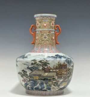 Qing Dynasty Qianlong enamel statue depicting figures