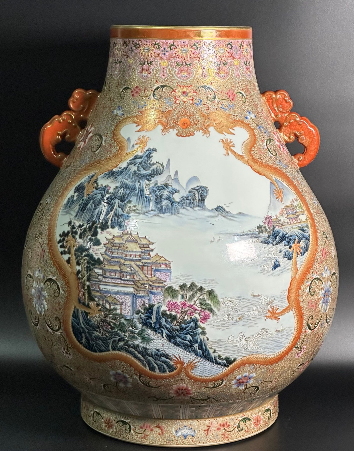 Qing Dynasty Qianlong enamel painting with gold