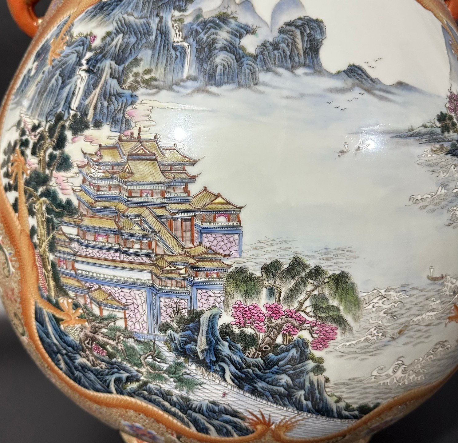 Qing Dynasty Qianlong enamel painting with gold