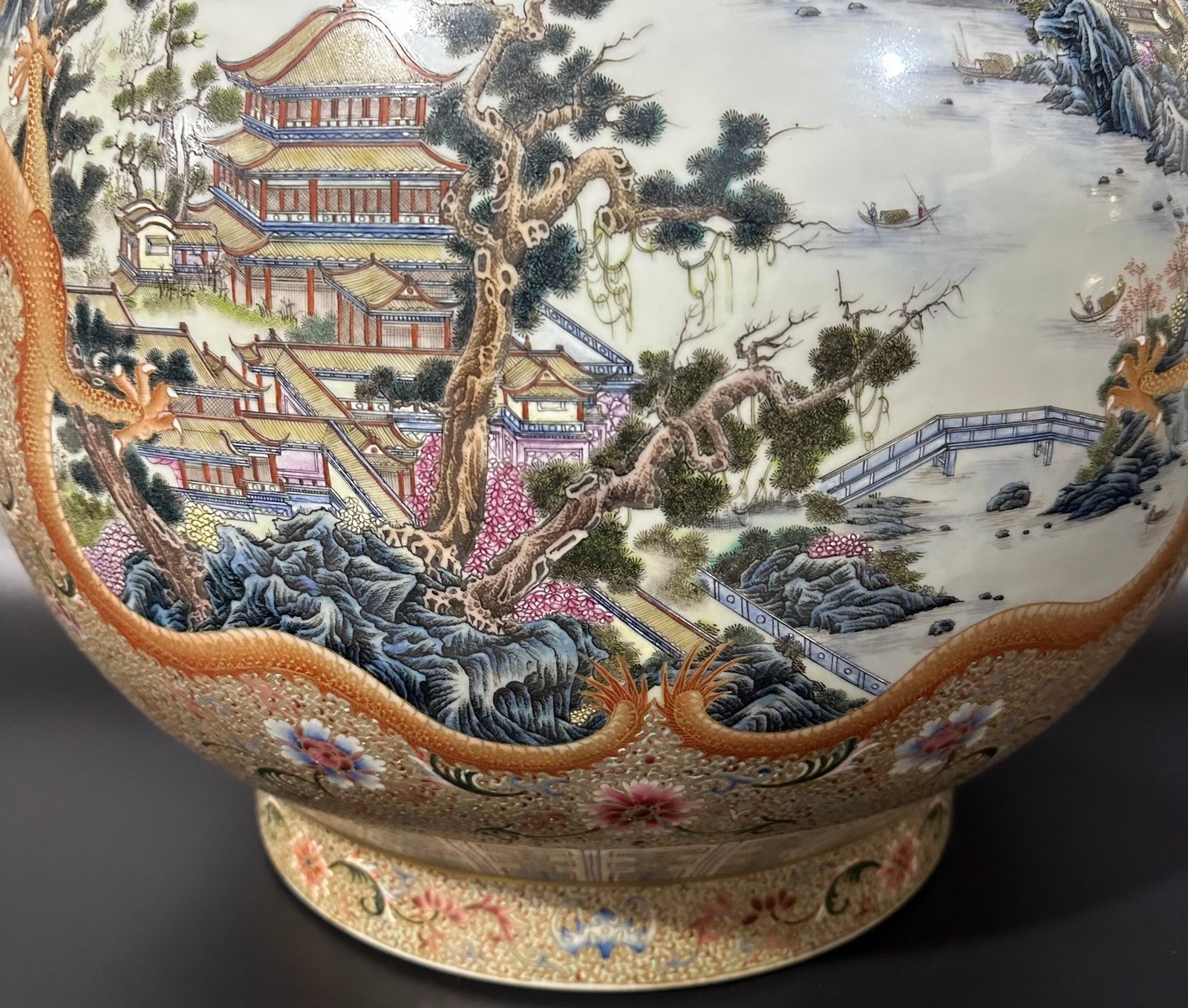 Qing Dynasty Qianlong enamel painting with gold