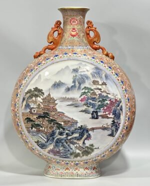 Qing Dynasty Qianlong enamel vase with gilded window