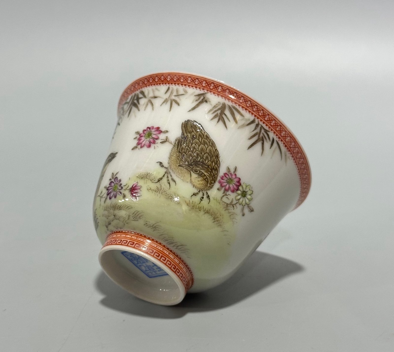 Qing Dynasty Qianlong Enamel cup with flowers