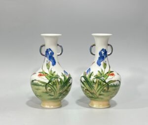 Qing Dynasty Qianlong Enamel Lang Shining flower and bird poetry amphora