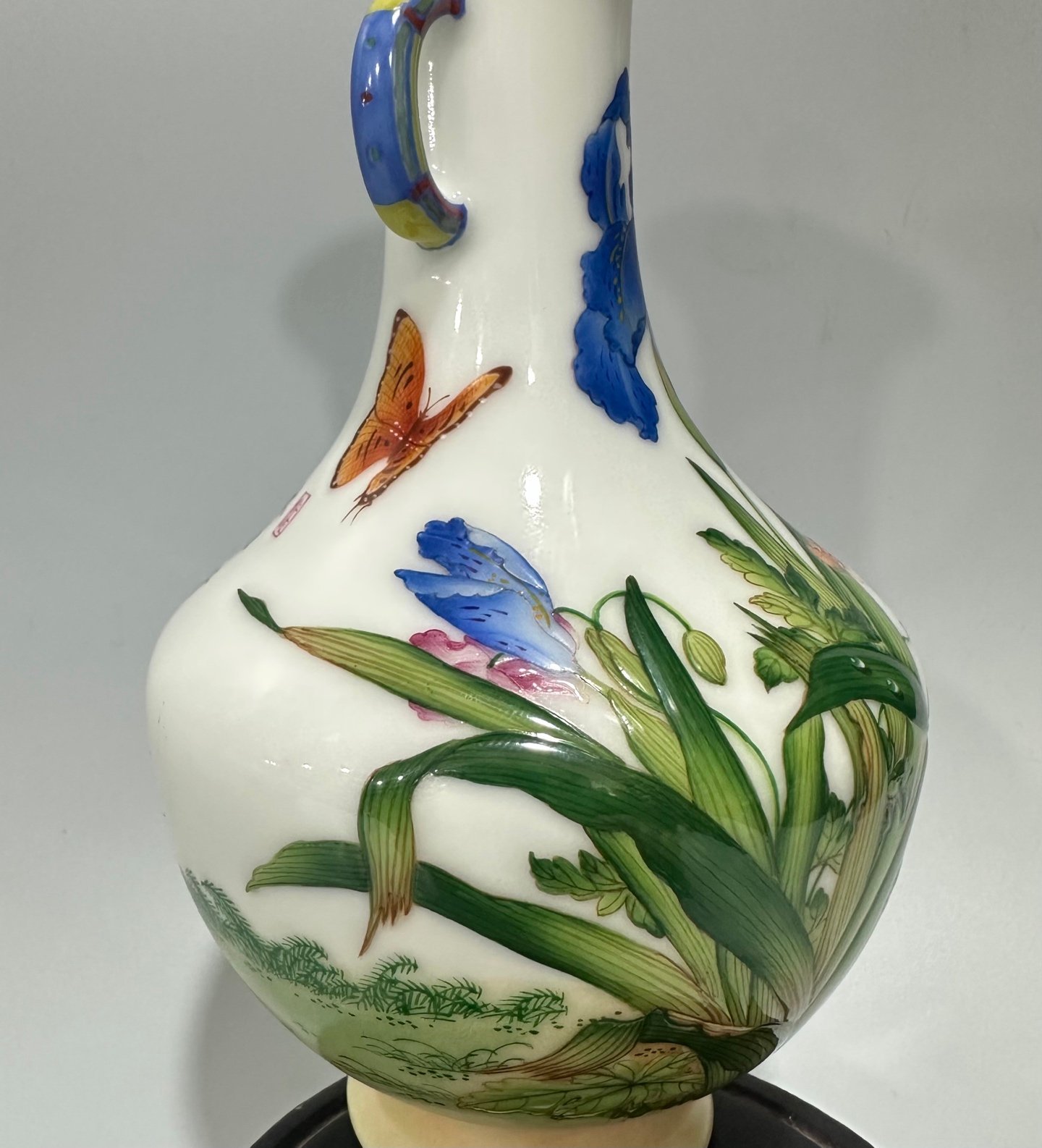 Qing Dynasty Qianlong Enamel Lang Shining flower and bird poetry amphora