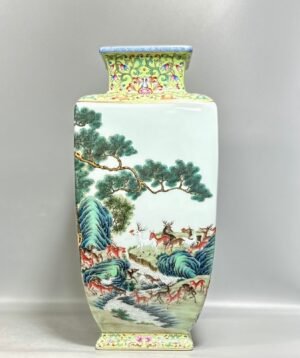 Qing Dynasty Qianlong Pastel square vase
