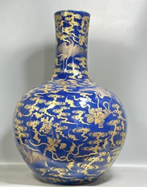 Qing Dynasty Qianlong Pastel blue glazed gold and silver celestial sphere vase