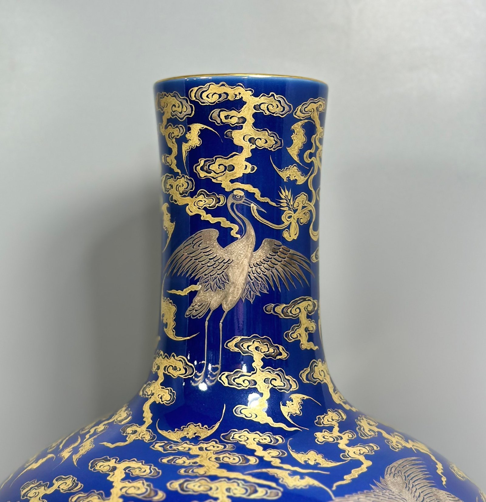 Qing Dynasty Qianlong Pastel blue glazed gold and silver celestial sphere vase