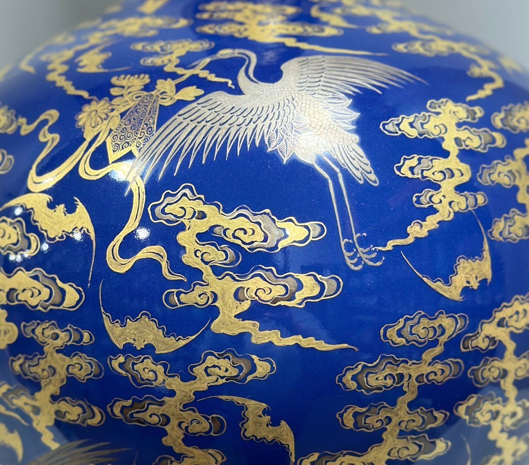 Qing Dynasty Qianlong Pastel blue glazed gold and silver celestial sphere vase