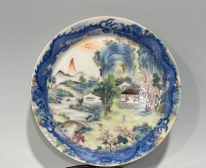 Qing Dynasty Qianlong blue and white and pastel
