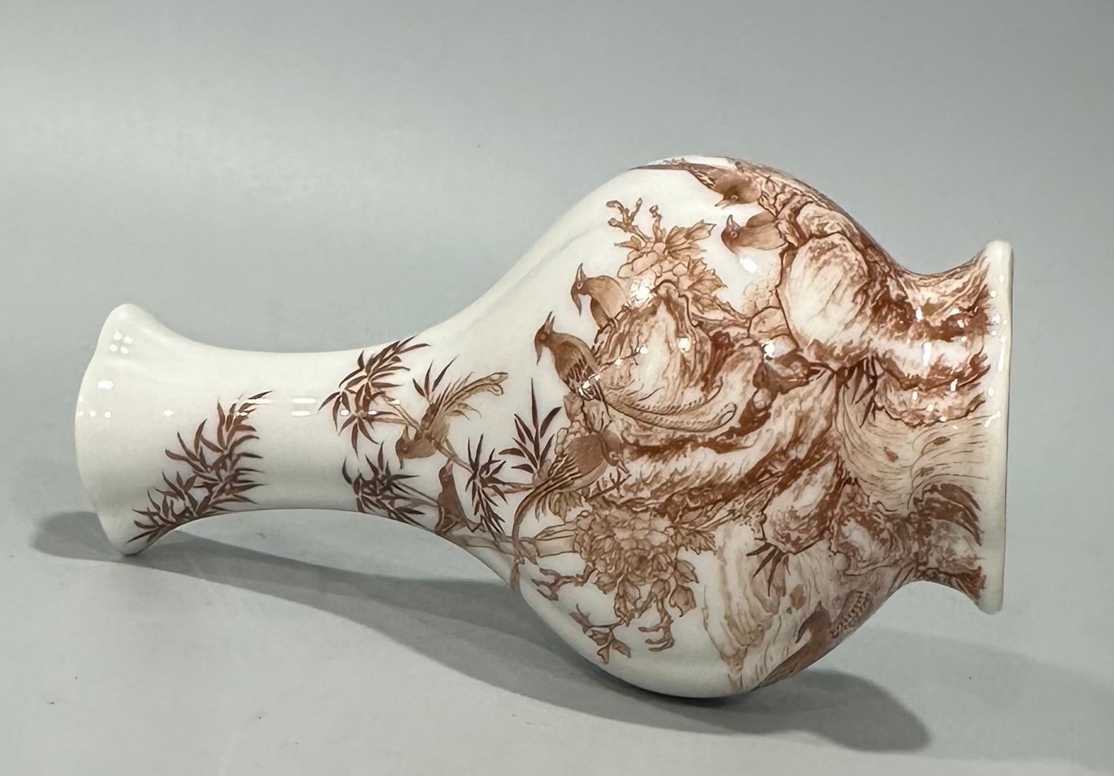 Qing Dynasty Qianlong flowers birds and poems small vase