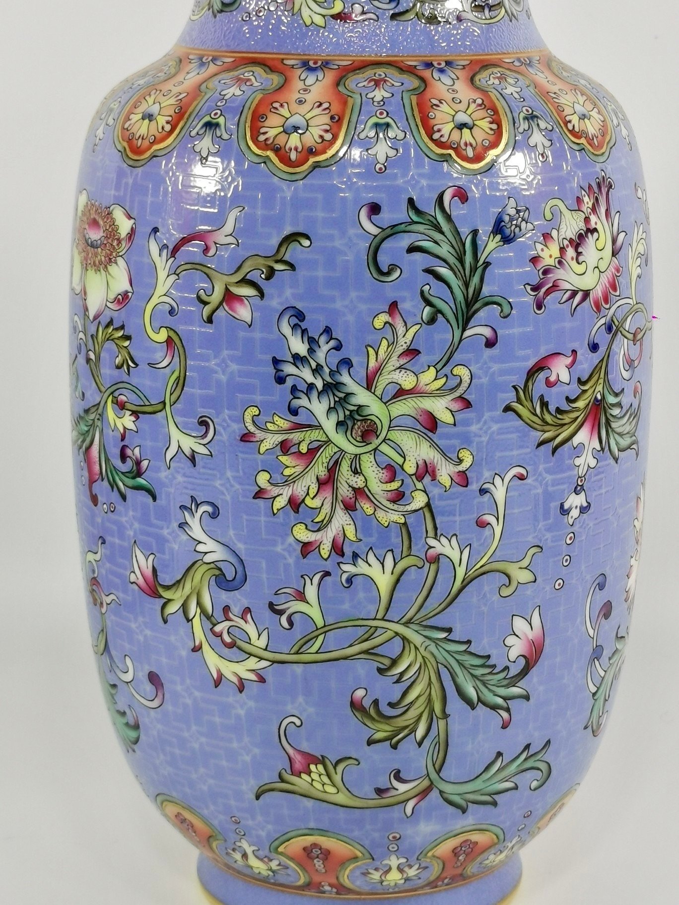 Qing Dynasty Qianlong a blue-ground pastel-painted gilt-painted winter melon vase