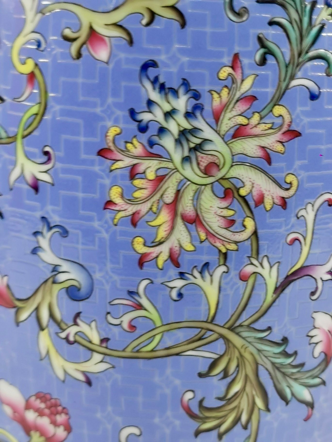 Qing Dynasty Qianlong a blue-ground pastel-painted gilt-painted winter melon vase