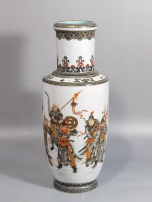 Qing Dynasty Qianlong decorated with ink and painted with gold eight barbarians vase