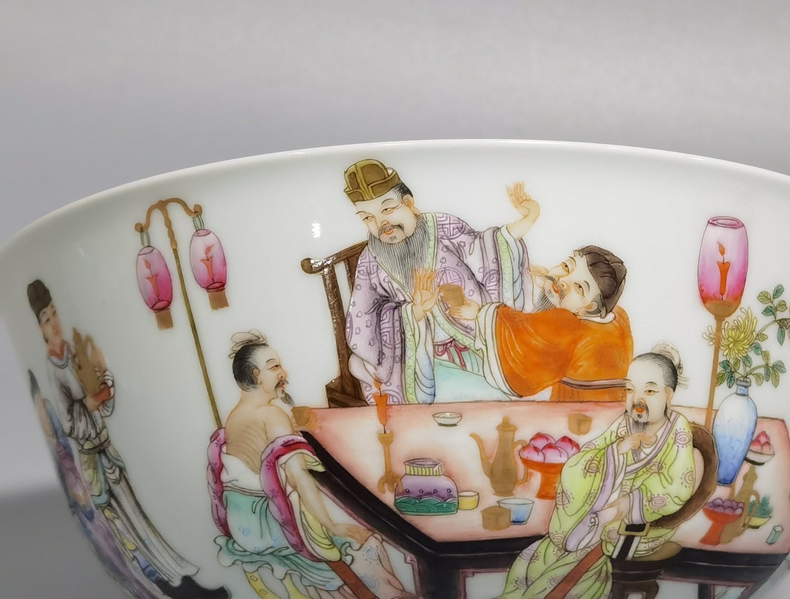 Qing Dynasty Qianlong A pastel-coloured bowl with poems