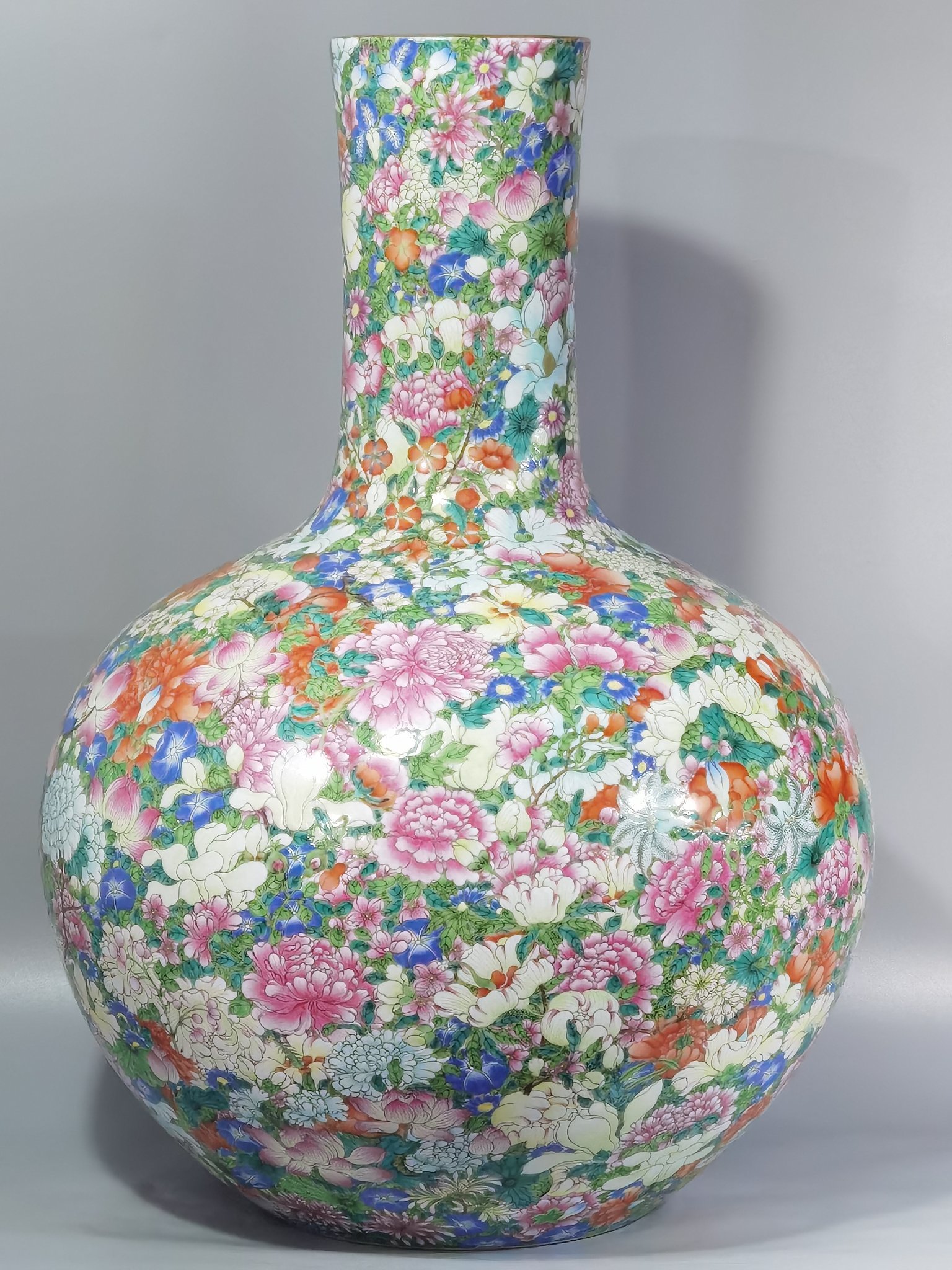 Qing Dynasty Qianlong pastel colored celestial sphere vase