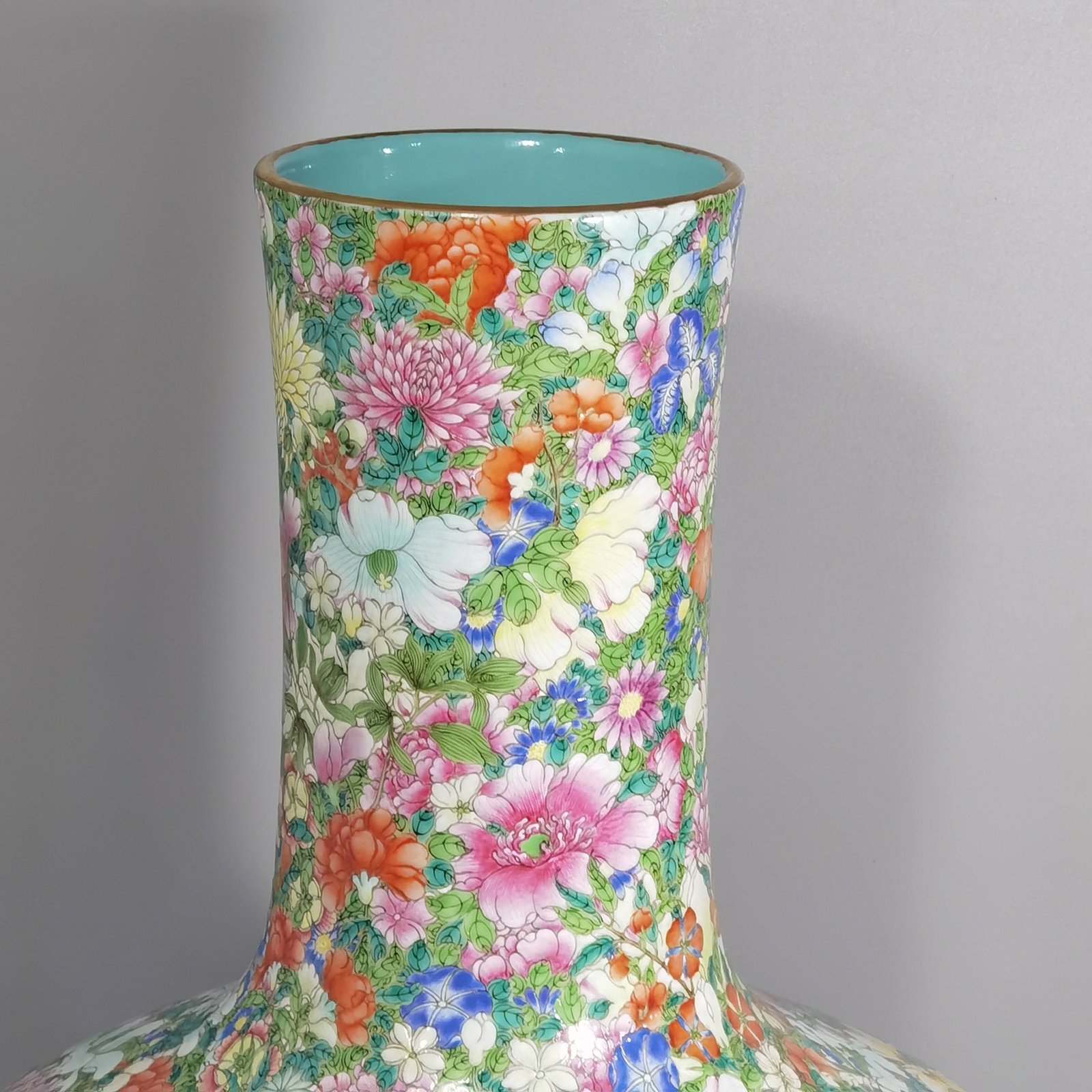 Qing Dynasty Qianlong pastel colored celestial sphere vase