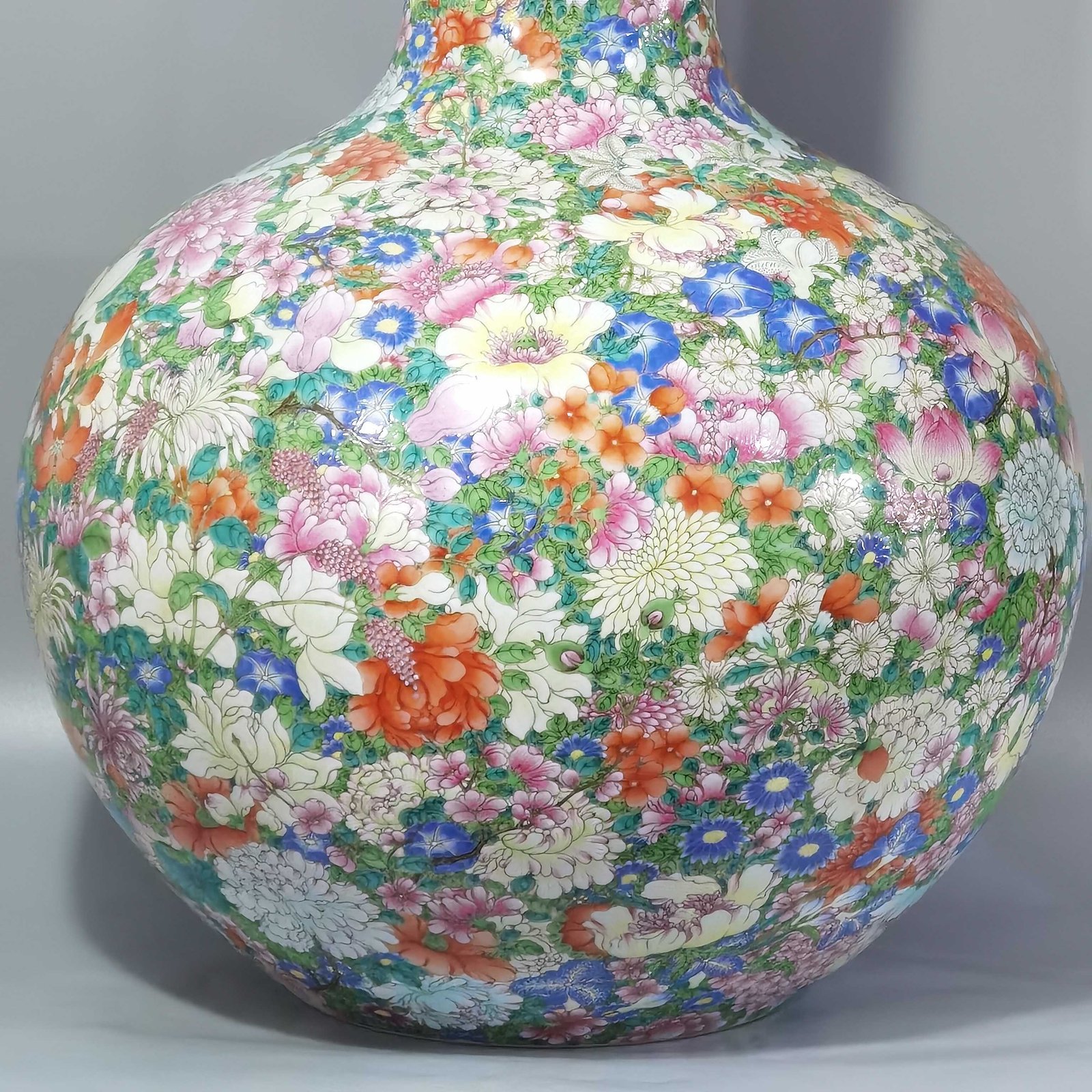 Qing Dynasty Qianlong pastel colored celestial sphere vase