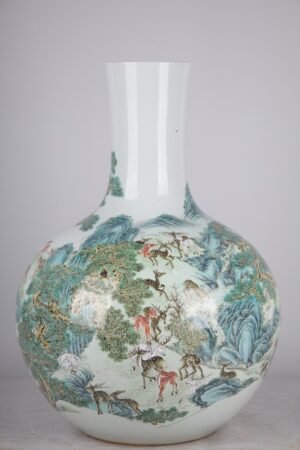 Qing Dynasty Qianlong famille rose celestial sphere vase