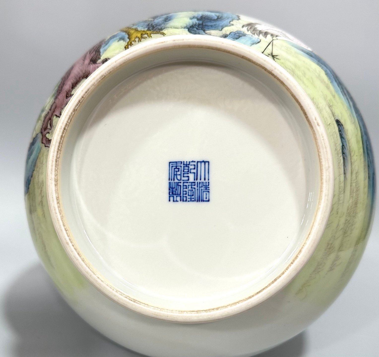 Qing Dynasty Qianlong Enamel double-eared statue with pines