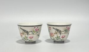 Qing Dynasty Qianlong Enamel flower and bird poetry cup