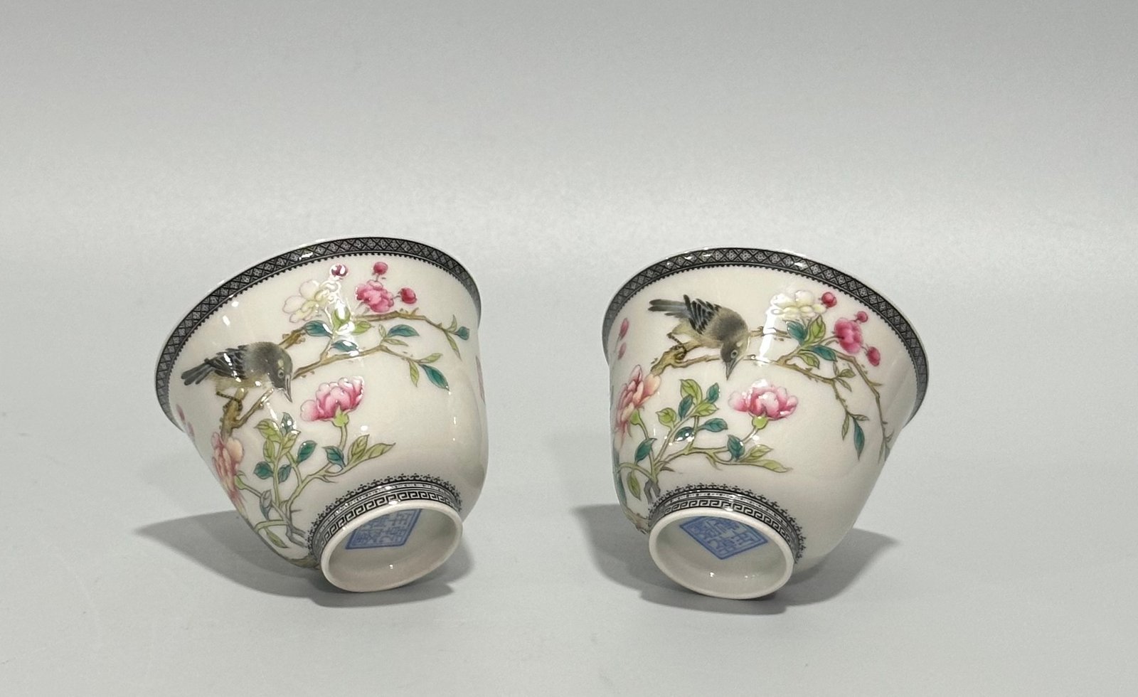 Qing Dynasty Qianlong Enamel flower and bird poetry cup