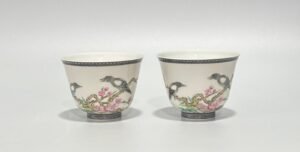 Qing Dynasty Qianlong Enamel flower and bird poetry cup