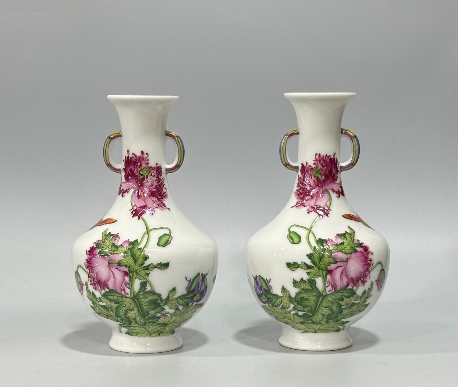 Qing Dynasty Qianlong Enamel Lang Shining flower and bird poetry amphora