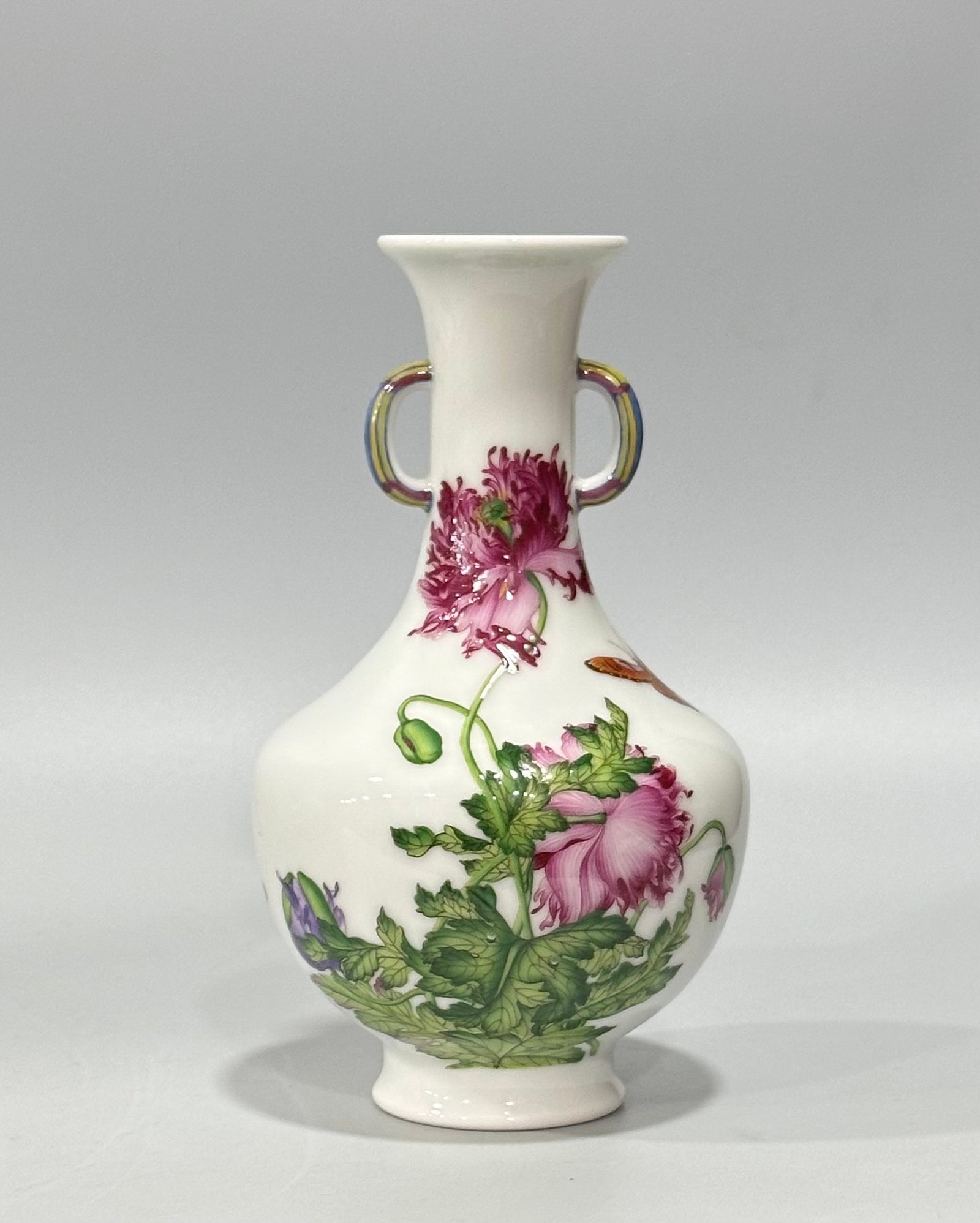 Qing Dynasty Qianlong Enamel Lang Shining flower and bird poetry amphora