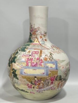 Qing Dynasty Qianlong Pastel celestial vase with figures