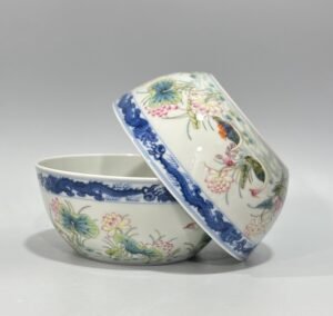 Qing Dynasty Qianlong Pastel blue and white bowl with dragon edge