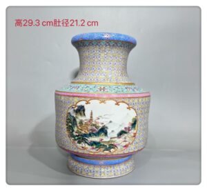 Qing Dynasty Qianlong A pankou statue of landscape with pastel