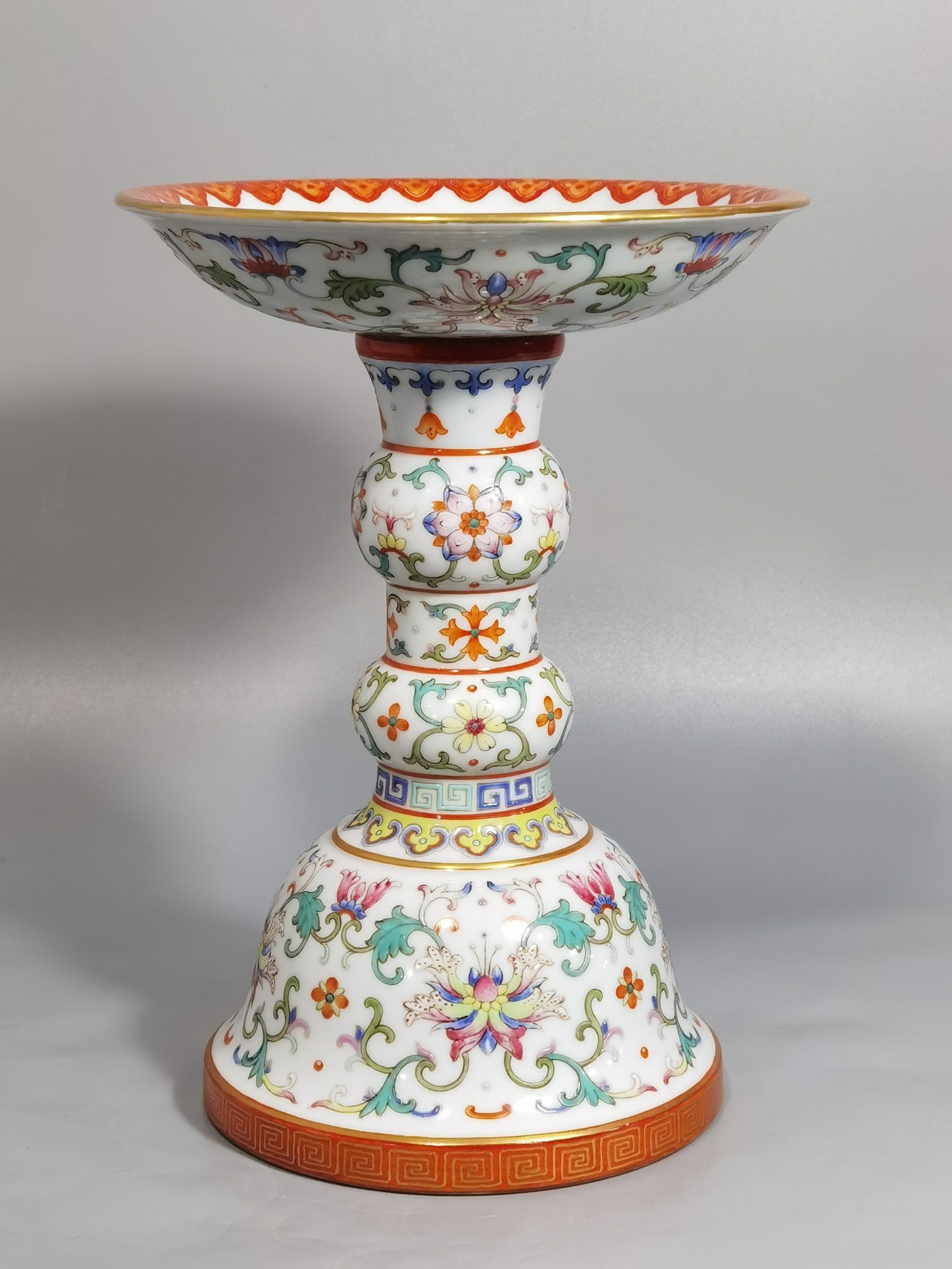 Qing Dynasty Qianlong a pair of white ground pastel painted gold-wrapped branches