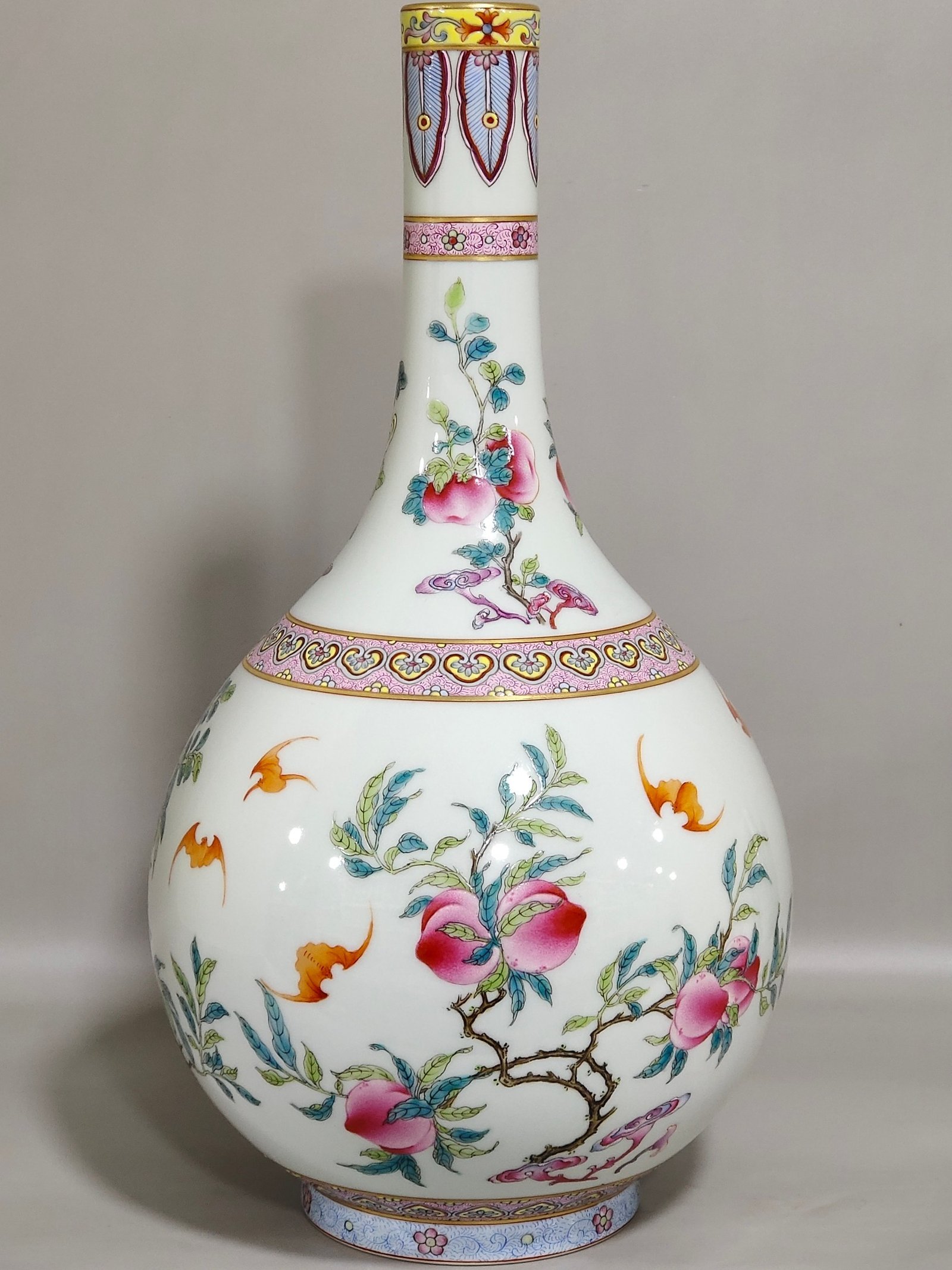 Qing Dynasty Qianlong famille rose pomegrant flask