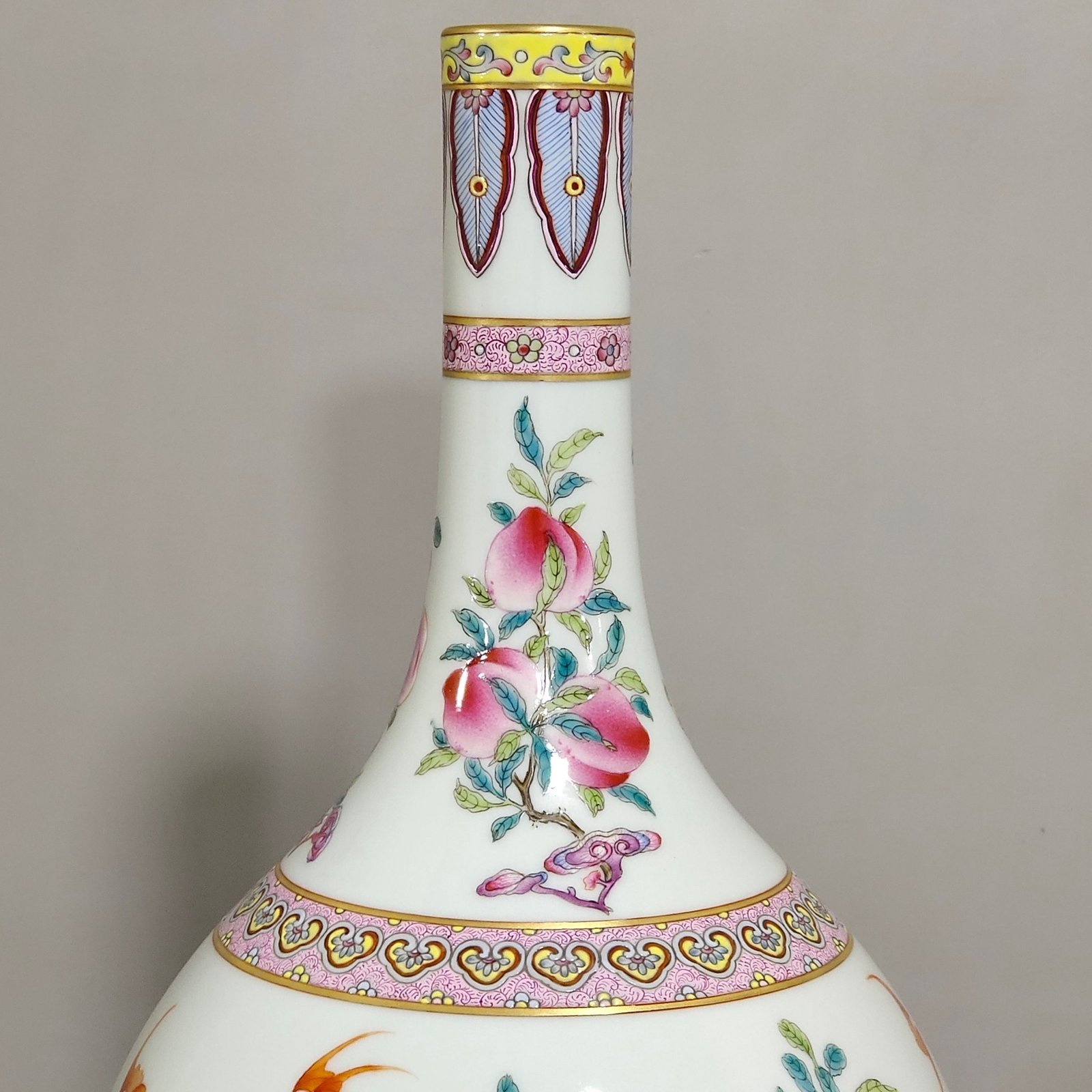Qing Dynasty Qianlong famille rose pomegrant flask