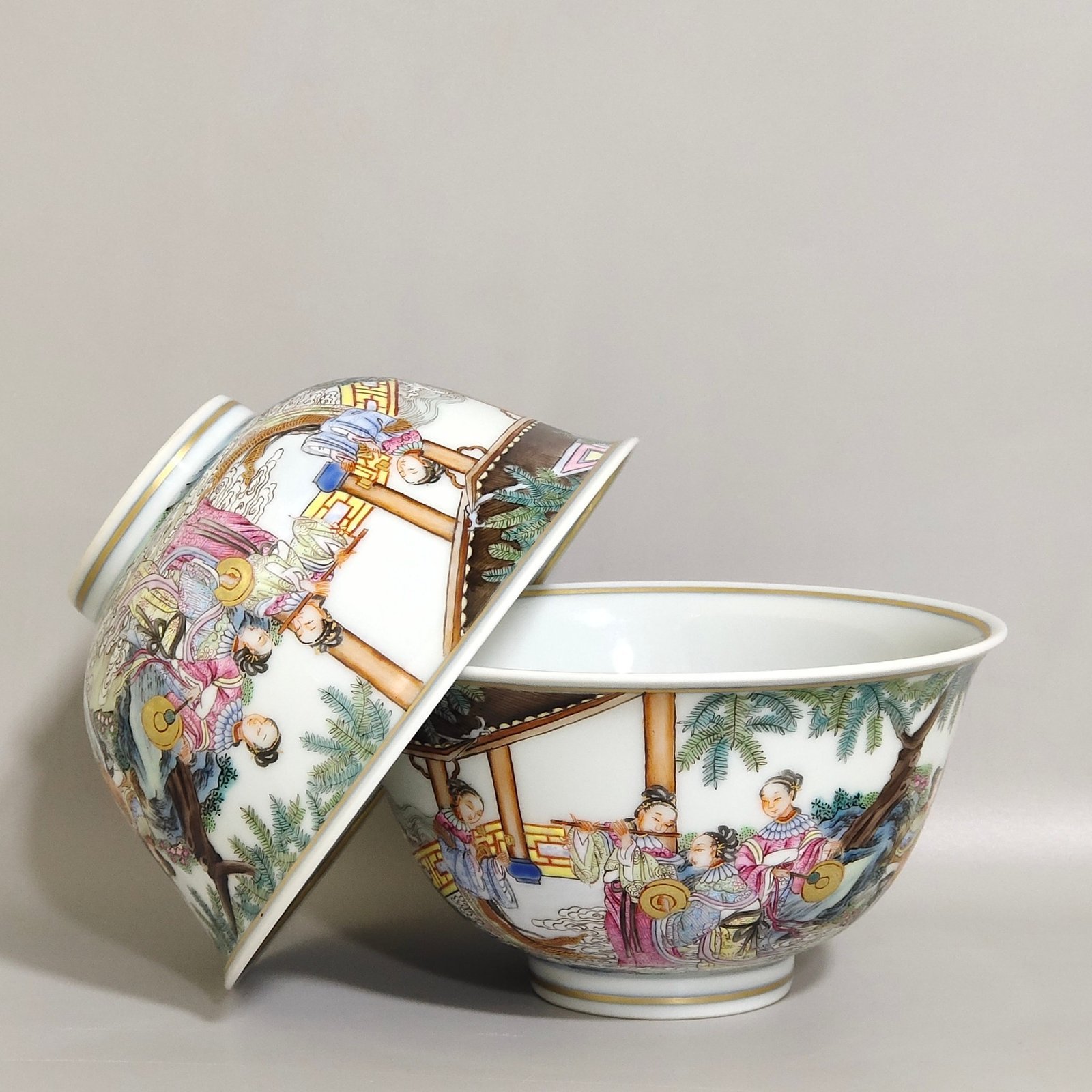 Qing Dynasty Qianlong figure landscape painted bowl