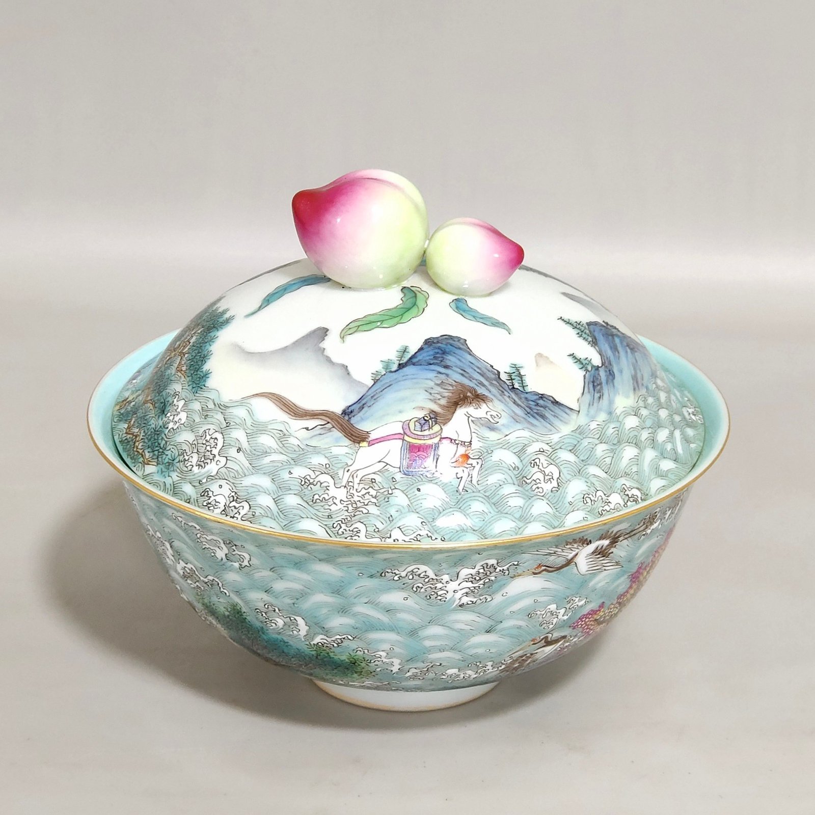 Qing Dynasty Qianlong characters story longevity peach bowl